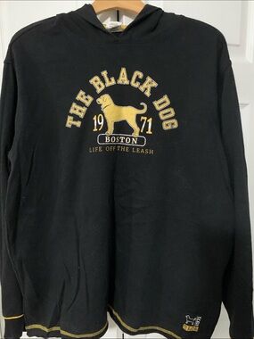 The Black Dog Black Hoodie with Yellow Logo